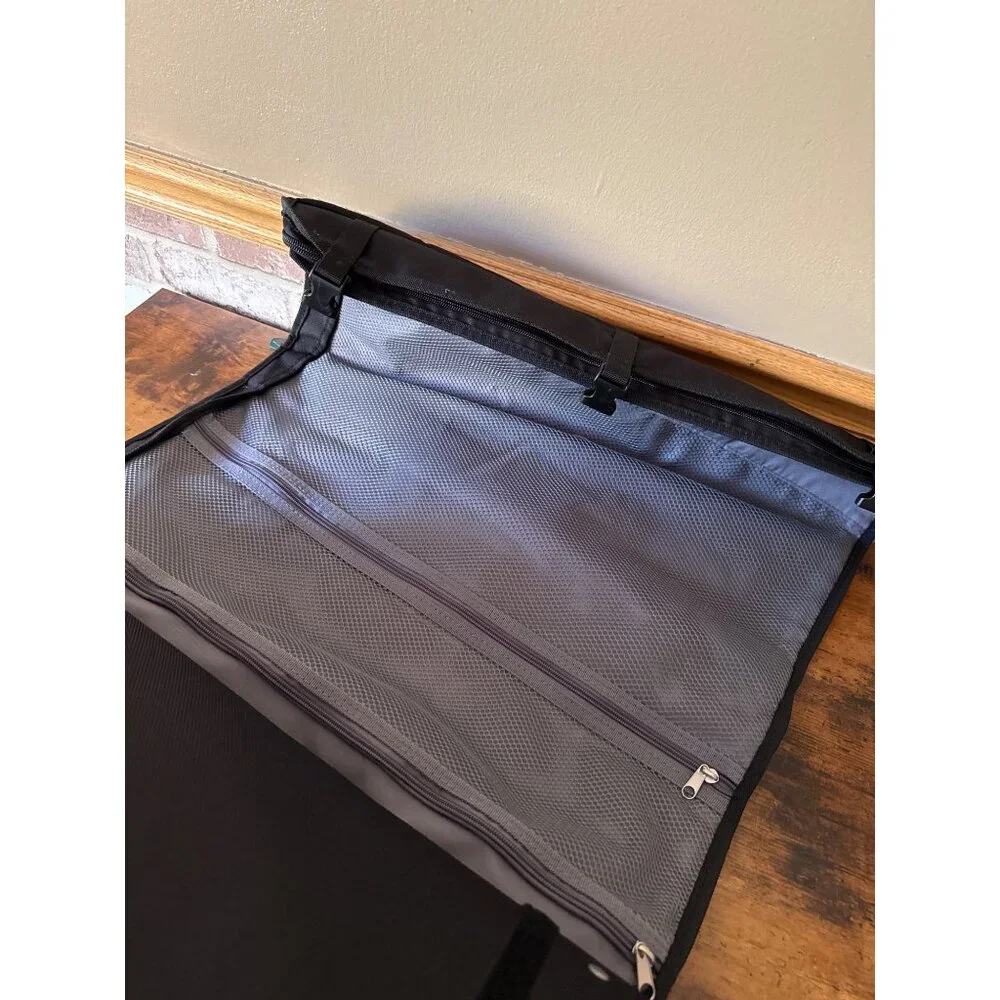 Jos A Bank Black Padded Roll Up Luggage Case & Garment Bag With Shoulder Strap